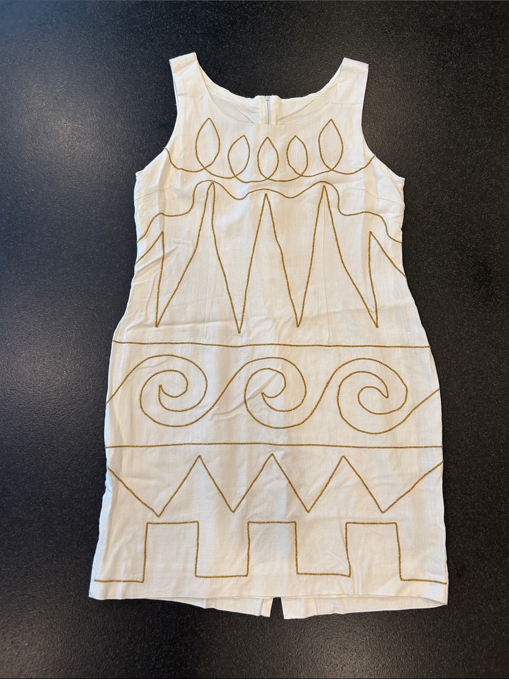 Jessica Howard Cream Mini Dress with Gold Embroidery